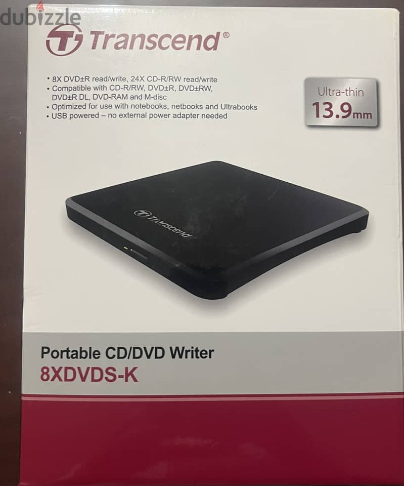 Transcend TS8XDVDS-K External USB DVD/CD Writer – Ultra Slim 1
