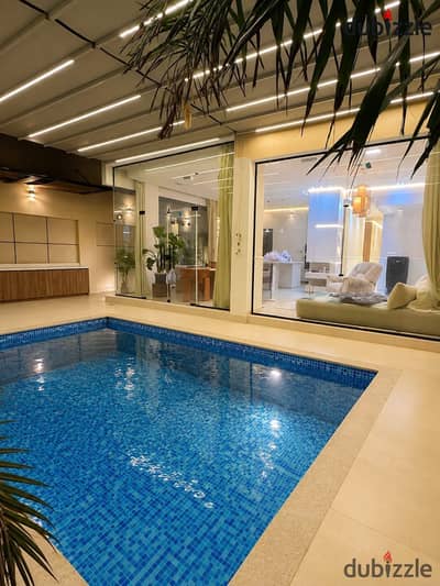 Furnished apartment for rent in Tamar Henna, 290 sq m + 280 sq m garden, swimming pool, private gate and entrance, central air conditioning, ultra sup