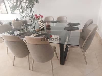 Modern Square Glass Dining Table — 2m x 2m (Mobilia, Casablanca)