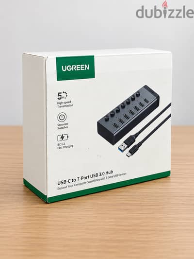 UGREEN USB-C 7 Port USB 3.0 Hub موزع USB أصلي 7 منافذ للكمبيوتر واللاب