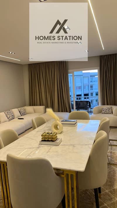 First-Use Fully Furnished Apartment for Rent in Hyde Park New Cairo with Spacious Terrace, Outdoor Furniture, Elegant Interiors and Premium Finishing