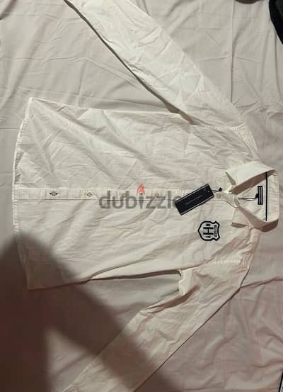 Tommy Hilfiger white long-sleeve button-up shirt