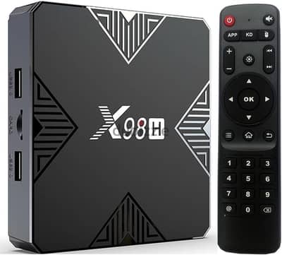 V12.0 4GB RAM 32GB TVBox Storage 4K UHD Wi-Fi HDMI-Black + 2 ريموت