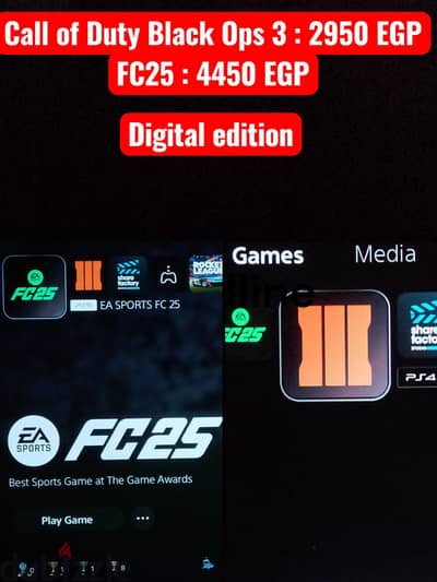 Black Ops 3 and FC25 PS5 digital games for sale