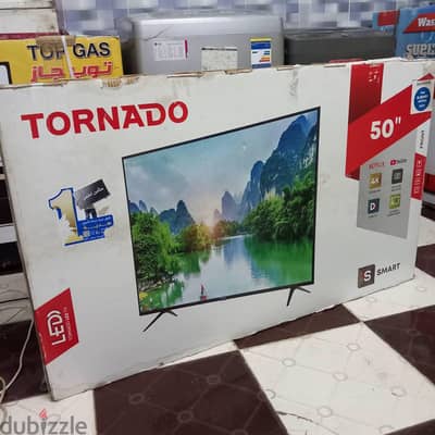 شاشه 50 بوصه بكل مشتملاتها النوعيه تورنيدو 4k