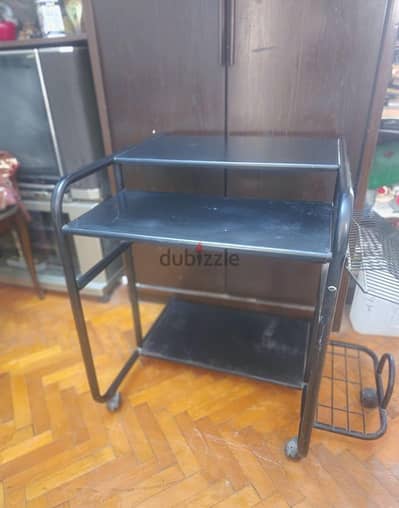 black metal computer desk with wheels