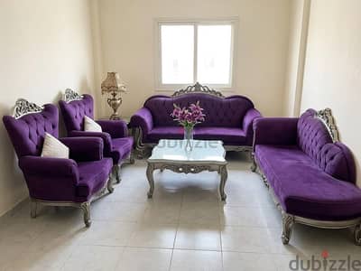 فرصة: صالون زيرو صناعة دمياطي عالية الجودة (كنبة + شازلونج + 2 فوتيه)