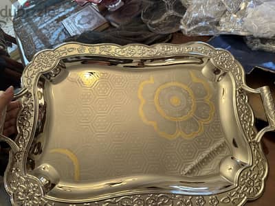 طقم ٣ صواني منقوش السيف السعودي
