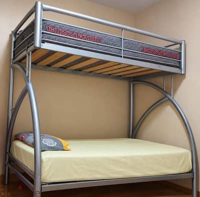 سرير معدني دورين حديد محمل بالملل الخشب (120×200 و 100×200) | Bunk Bed