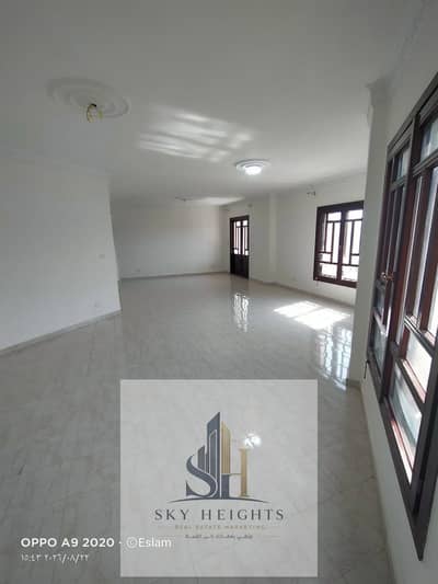 Available unfurnished apartment for rent in Rehab City, quiet prime location, wide garden view, 221 sqm, easily converted to 4 bedrooms, great price.