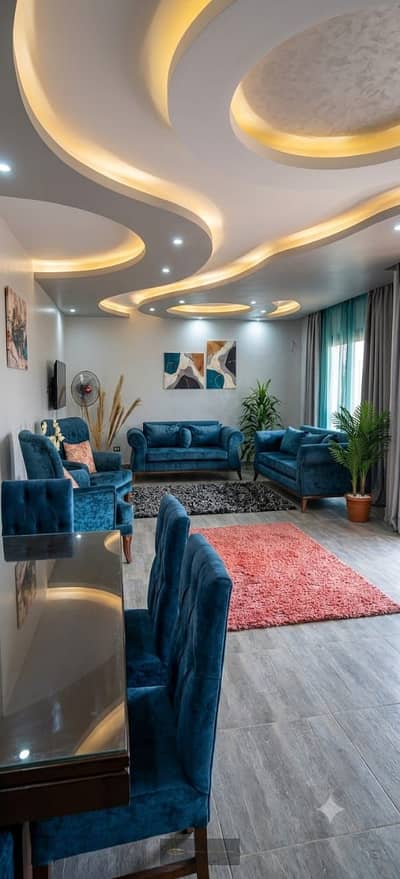 Apartment for rent furnished 165 meters compound Al-Khamail fully furnished hotel furniture first row on the axis directly in front of landscape view
