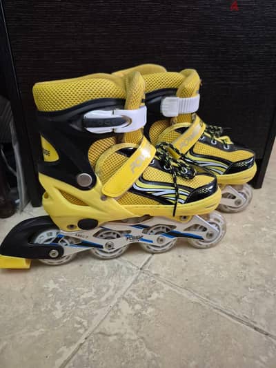 Power Outside Inline Skates | Adjustable | M/34-37| Yellow/Black