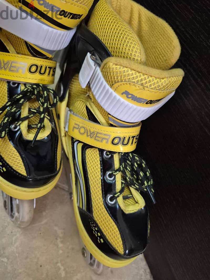 Power Outside Inline Skates | Adjustable | M/34-37| Yellow/Black 1