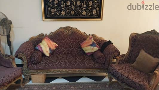 صالون خشب زان مع رخامة هندي أخضر