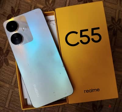 ريلمى سى 55 مساحه 256 جيجا رام 8 جيجا معه العلبه فقط