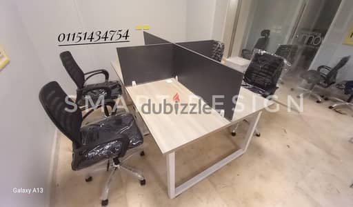 خليه عمل رباعيه /ورك استيشن/ مكاتب موظفين خشب mdfاسبانى مستورد