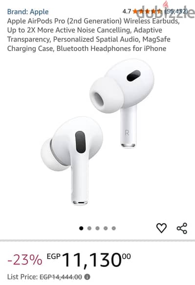 ​Apple AirPods Pro 2 (MagSafe) أصلية استخدام شهرين فقط