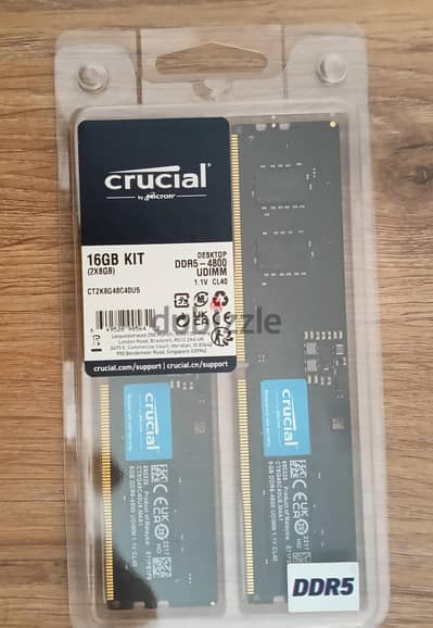 Crucial DDR5 Ram Kit 16GB (2×8) 4800MHZ