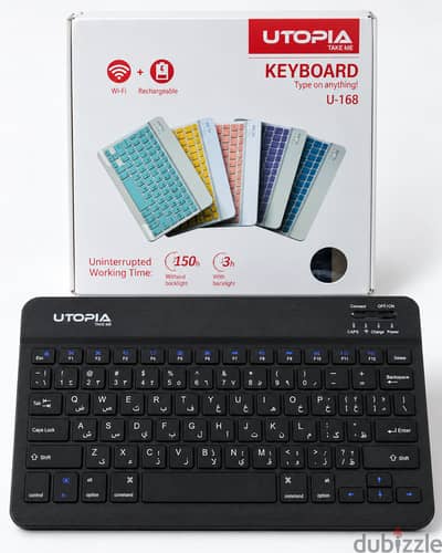 كيبورد UTOPIA U-168 Rechargeable Wireless Keyboard عربي إنجليزي