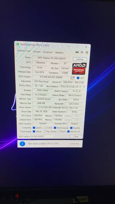 RX 580 4G 2048SP شغال من غير مشاكل.