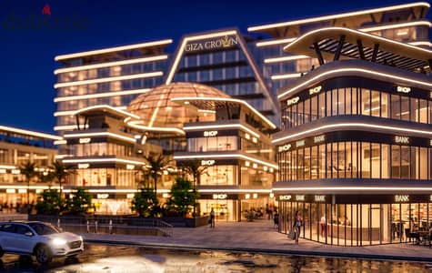 Pharmacy for sale with a direct facade in the strongest location in October Gardens with a distinctive area of 60 meters inside Giza crown town with a down payment of 450 thousand and installments over the longest payment period