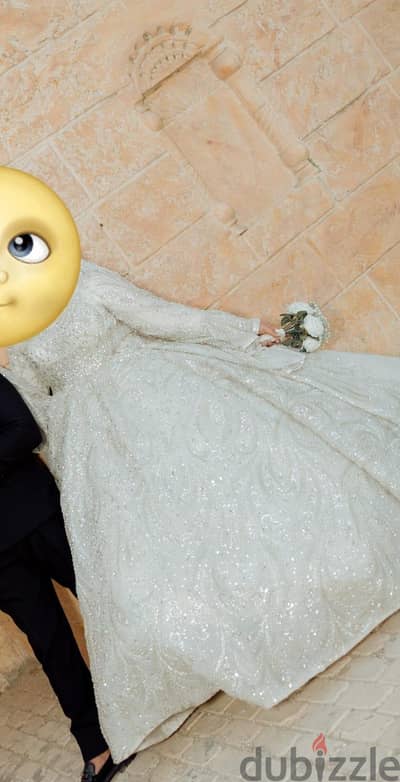 فستان زفاف محجبات هاند ميد كامل استخدام شخصي ٣متر