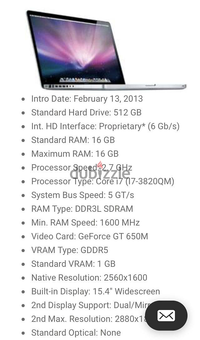 MacBook pro core i7 1