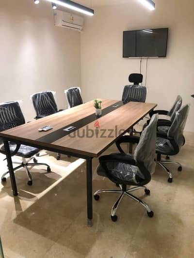 ترابيزة اجتماعات  خشب علي شاسيه معدني مطلي الكتروستيك meeting table