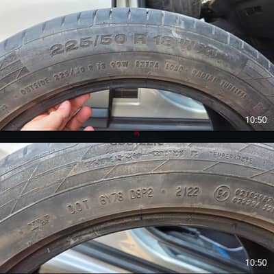 ٤ فرد كونتينينتال رانفلات مقاس 225 50r18  انتاج ٢٠٢٢