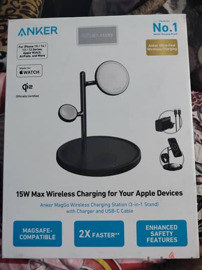 Anker MagGo 3-in-1 Wireless Charging stand (Qi2 15W)+Anker charger 40W