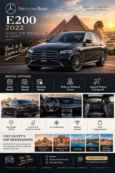 Mercedes _Benz E200 2022 _ VIP Car Rental in Cairo & Giza