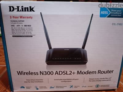 راوتر D-Link الأصلي موديل DSL-2740U بحالة ممتازة جداً وبكامل مشتملاته
