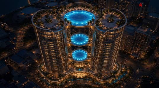 55 sqm hotel apartment for sale at Giza Downtown, directly on the Nile, with Pyramid views and opposite Four Seasons Hotel. Dollar returns up to 22%,