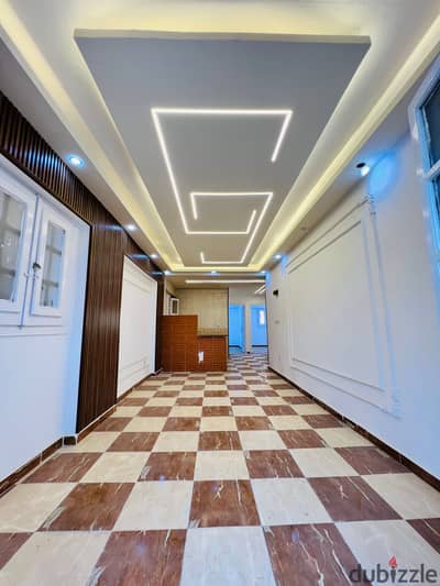 Apartment in Alexandria, Al-Ajami, Al-Nakhil Beach, the seventh building from the sea, a distinctive location in the heart of services, supermarket, pharmacy, fully registered and complete with facilities.