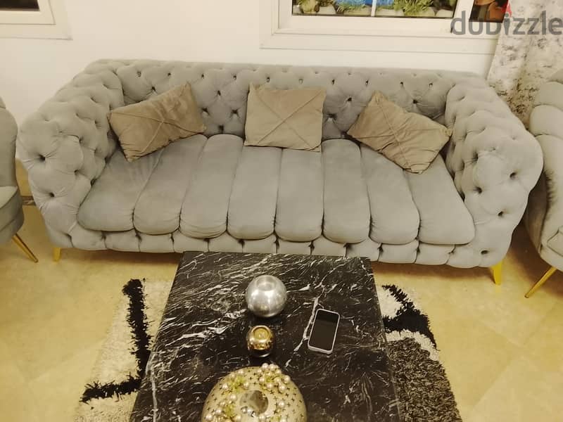 Luxury capitone sofas 3 seats + 2 seats 1