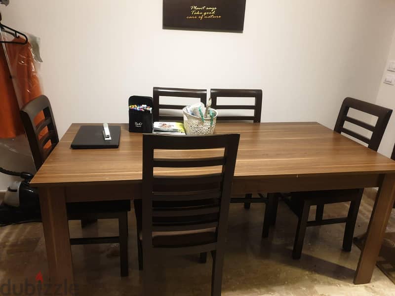 wooden table with 6 chairs 1