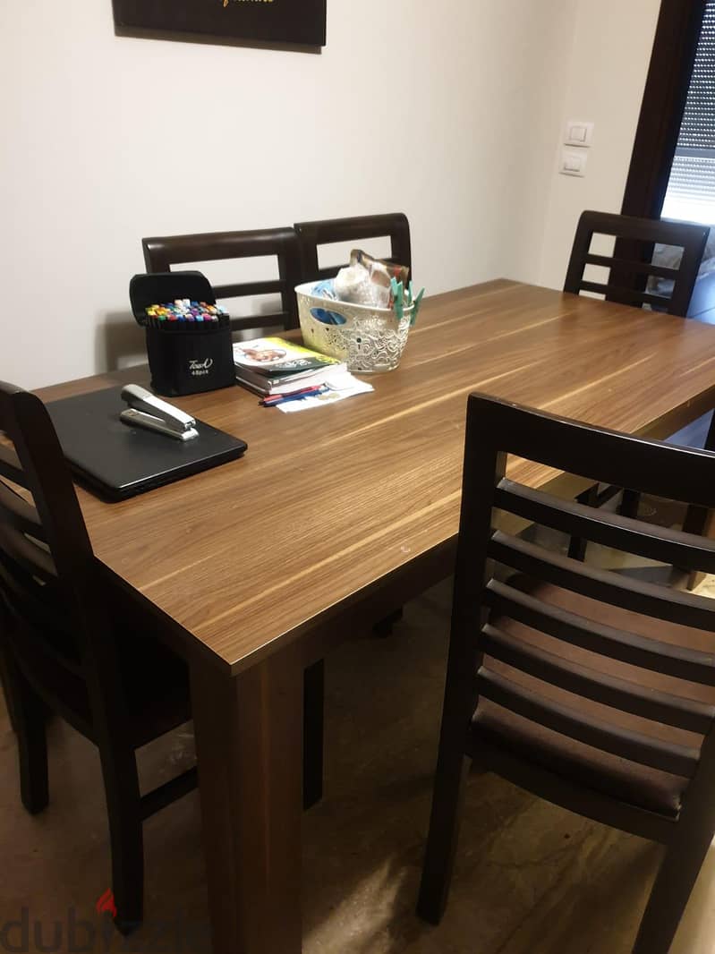 wooden table with 6 chairs 2