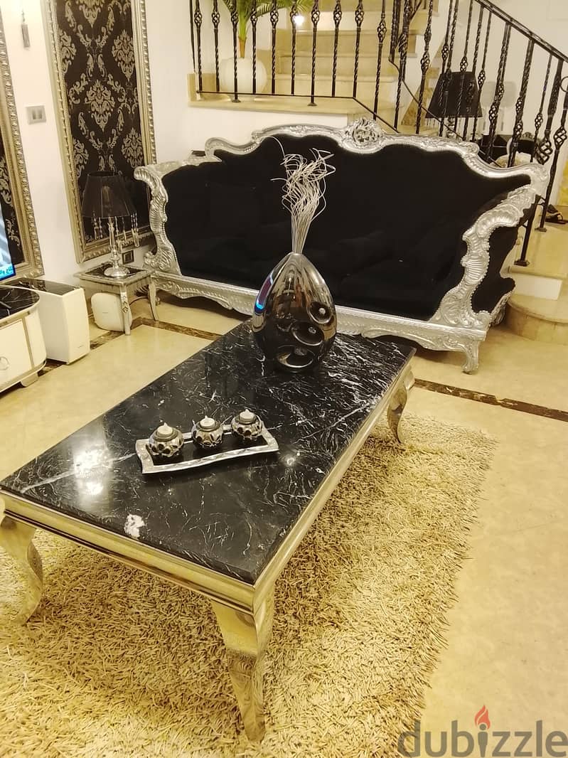 2 élégant center table black marble 1
