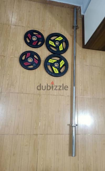 طقم اوزان حرة (بار اوليمبي+30 كيلو طارات )