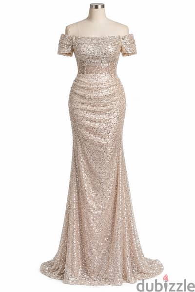 Champaigne Sequin Evening Dress – Elegant & Glamorous