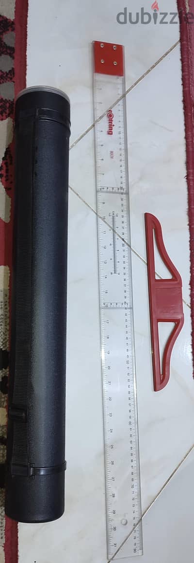 مسطرة Rotring حرف T ٨٠سم مع رول لوح بالحامل و مثلثين Rotring
