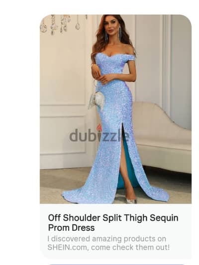 SheIn blue sequin off shoulder maxi evening dress- new