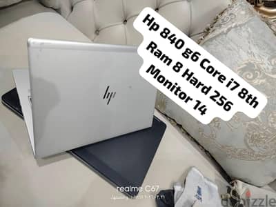 Hp 840 g6 Core i7 8th Ram 8 Hard 256 Monitor 14 معدني قوي ألترا سليم