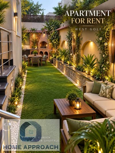 Premium Ground Floor Apartment 280 meters  for Rent in West Golf featuring a private rear garden and a comfortable semi-furnished