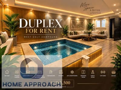 Premium Duplex for Rent in West Golf Compound A spacious 350 sqm with a private garden, semi-furnished