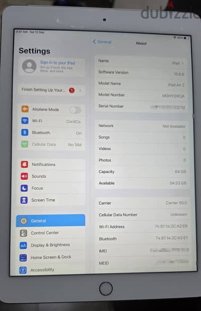 ipad air 2-ايباد اير ٢ wifi+sim