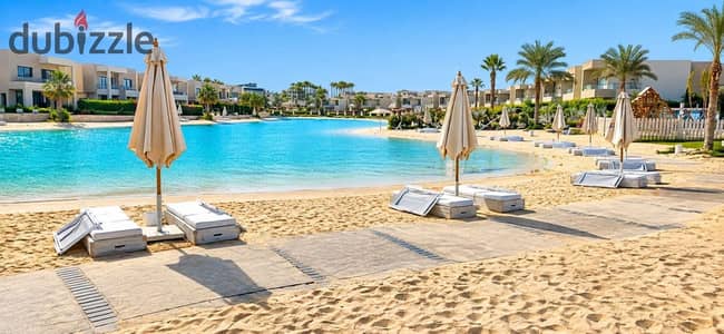 Highest rental yield in Ras El Hekma Ground floor chalet with garden and private beach on the lagoon. Prime location next to Seazen Marbay La Vista