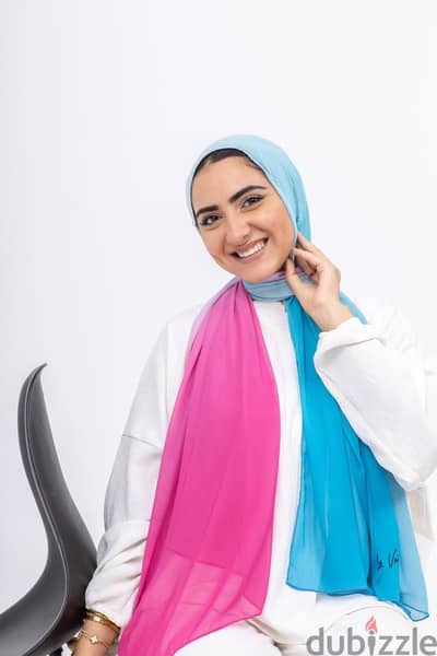 Le Voile scarf - بينك / أزرق - طرحة لو فال