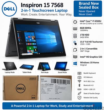 Dell Inspiron 15 7568 i7 Touch 2-in-1 لاب توب ديل– جديدBrand New