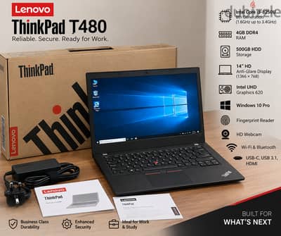 Lenovo ThinkPad T480– Core i5 8th Gen | 4GB RAM | 500GB | لاب توب جديد